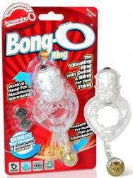 Виброкольцо Screaming O - Bong O с золотистым шариком – прозрачный