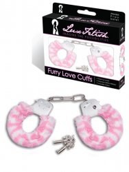 Наручники с меховой отделкой Furry Love Cuffs – леопардовый с розовым