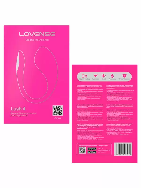 Интерактивное виброяйцо Lovense Lush 4, программируемое управление со смартфона, с LED-подсветкой, силикон
