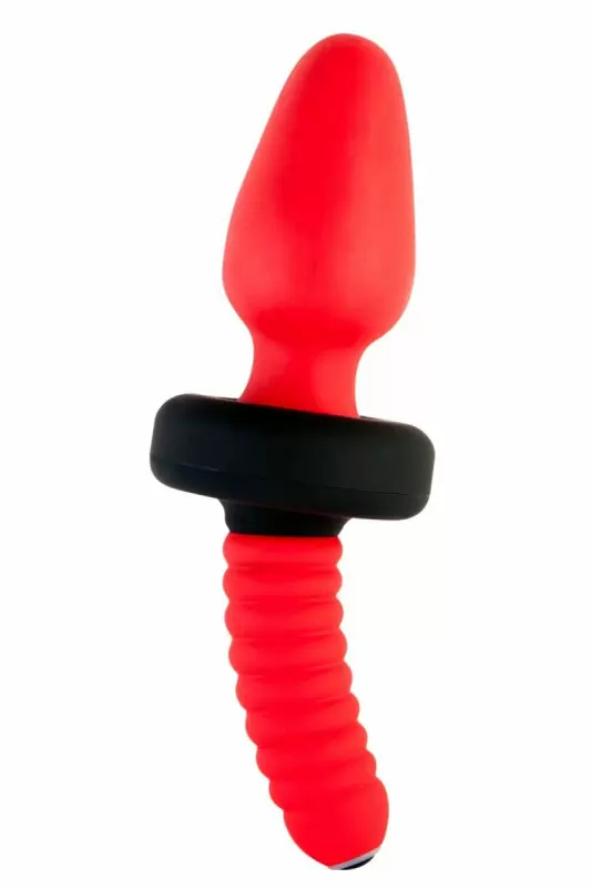 Анальная вибровтулка с удобной ручкой TOYFA Black&Red – красный