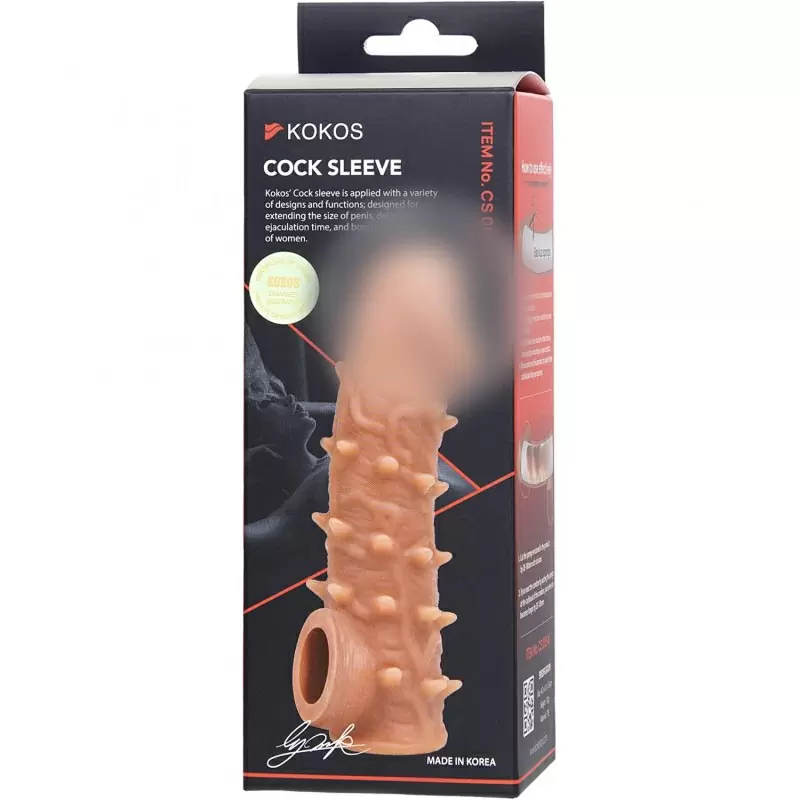 Реалистичная насадка на пенис с бугорками «Cock sleeve» (средняя), Kokos