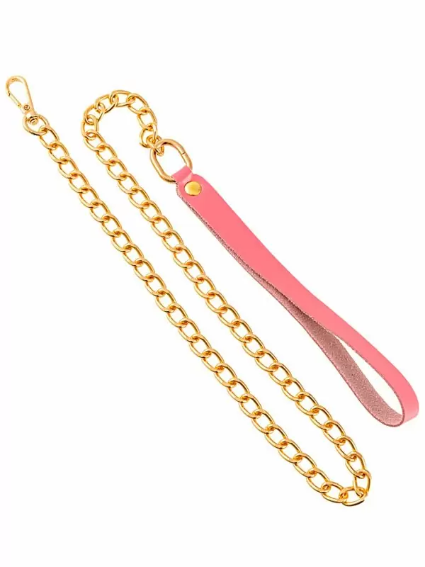 Элегантный поводок Pecado BDSM, с карабином для ошейника, натуральная кожа, розовый