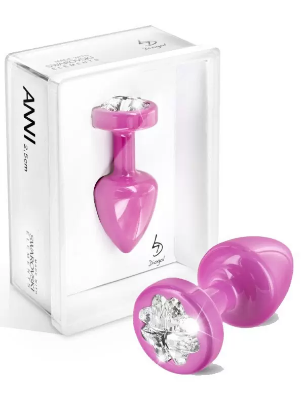 Металлический анальный плаг Anni Clover T1 с кристаллом в форме клевера – розовый