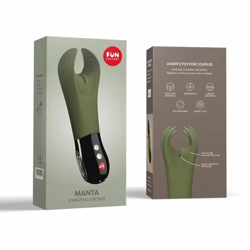 Необычный мастурбатор премиум класса Fun Factory Manta, 16 см, силикон, хаки