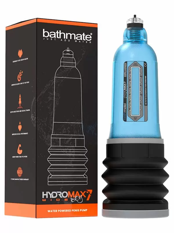 Гидропомпа Bathmate Hydromax7 Wide Boy aqua, для мужчин с размером до 17,5 см, синяя