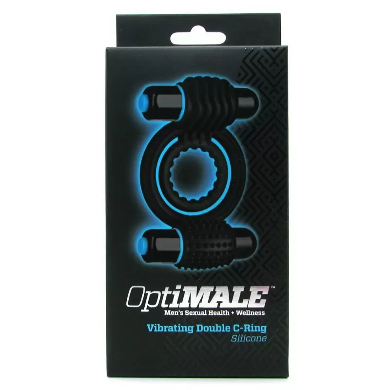 Двойное эрекционное кольцо с вибрацией OptiMALE Vibrating Double C-Ring – черный