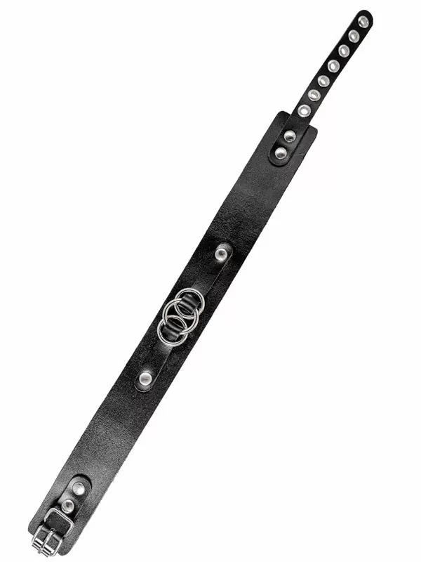 Чокер-ошейник Pecado BDSM, со связанными кольцами, натуральная кожа, чёрный