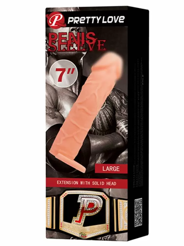 Реалистичная насадка PrettyLove Penis sleeve 7, закрытая, 18 см, телесный 