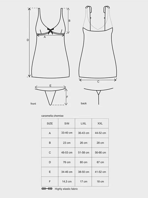 Бежевая кружевная сорочка и стринги Caramella (Obsessive) – XXL