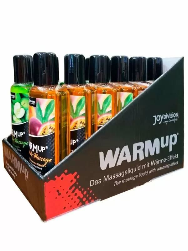 Набор массажных масел JoyDivision WARMup: Зеленое яблоко и Экзотические фрукты, разогревающие, 12 шт по 150 мл