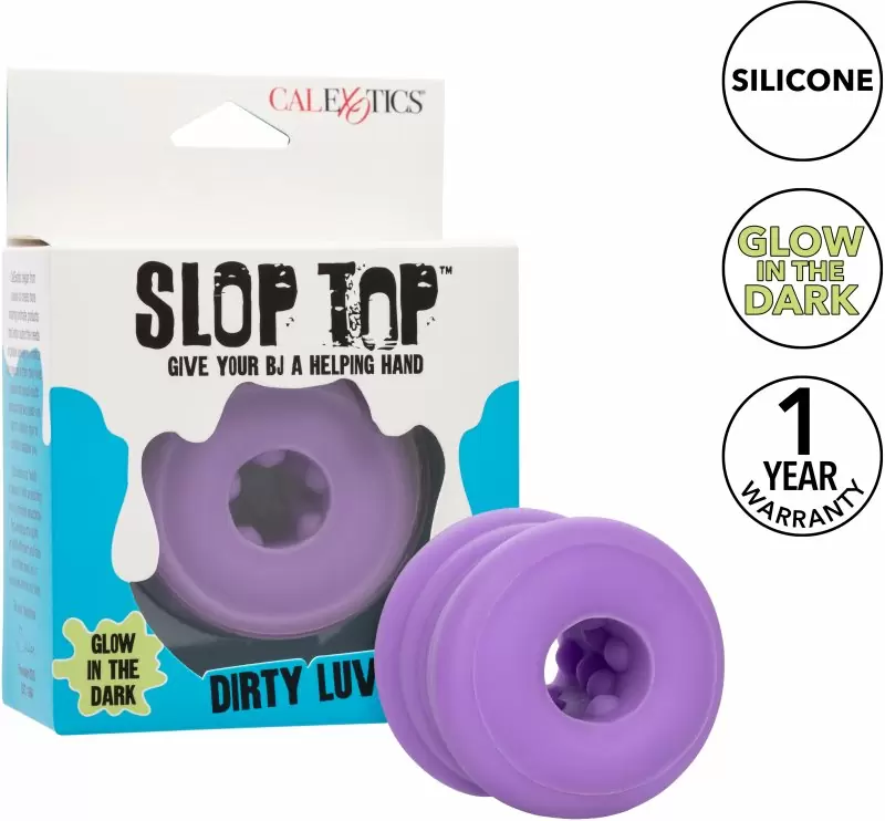 Эрекционное кольцо-бампер SLOP TOP DIRTY LUV, диаметр 2,5 см, силикон, светящийся, фиолетовый