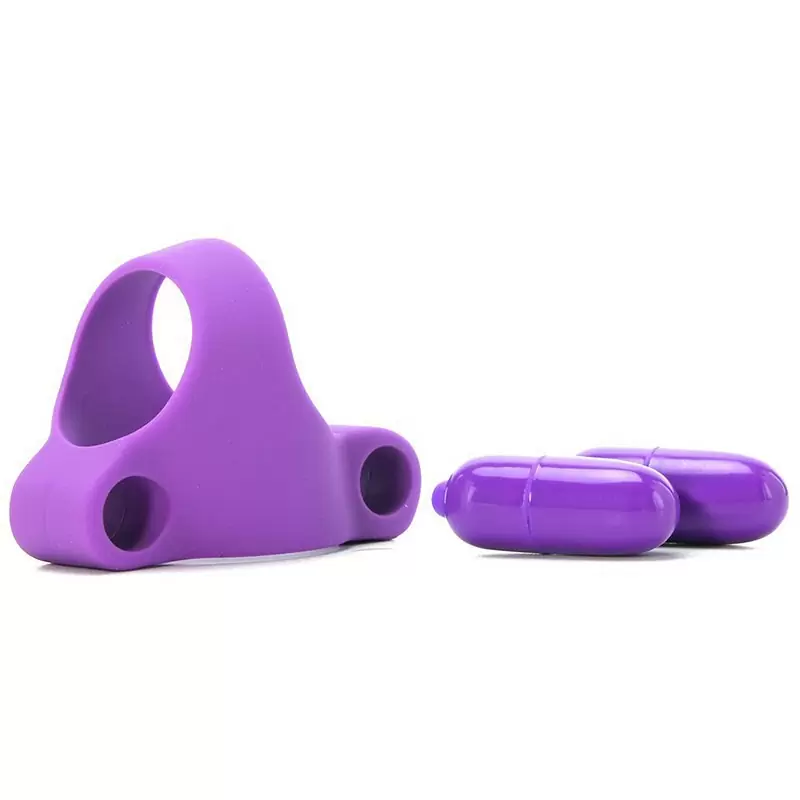 Эрекционное кольцо Squeeze Play Couples Ring с 2-мя виброэлементами – фиолетовый