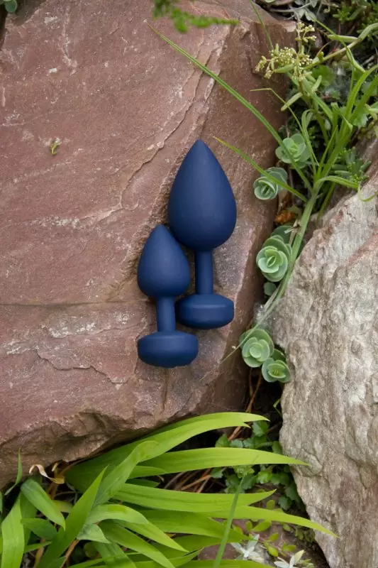 Большая аккумуляторная анальная пробка Gplug с вибрацией - синий