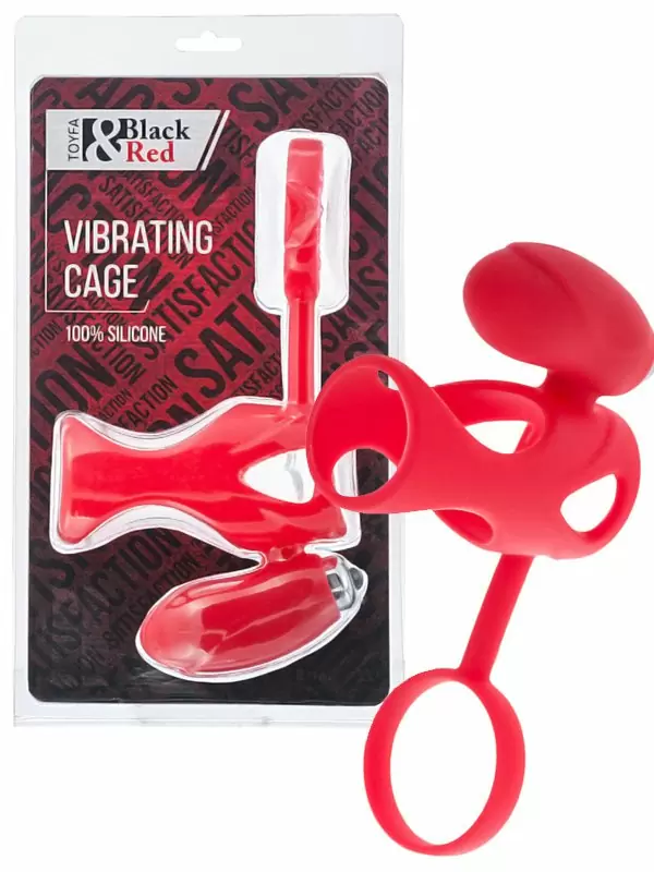Насадка на пенис с кольцом и клиторальным стимулятором TOYFA Black&Red – красный