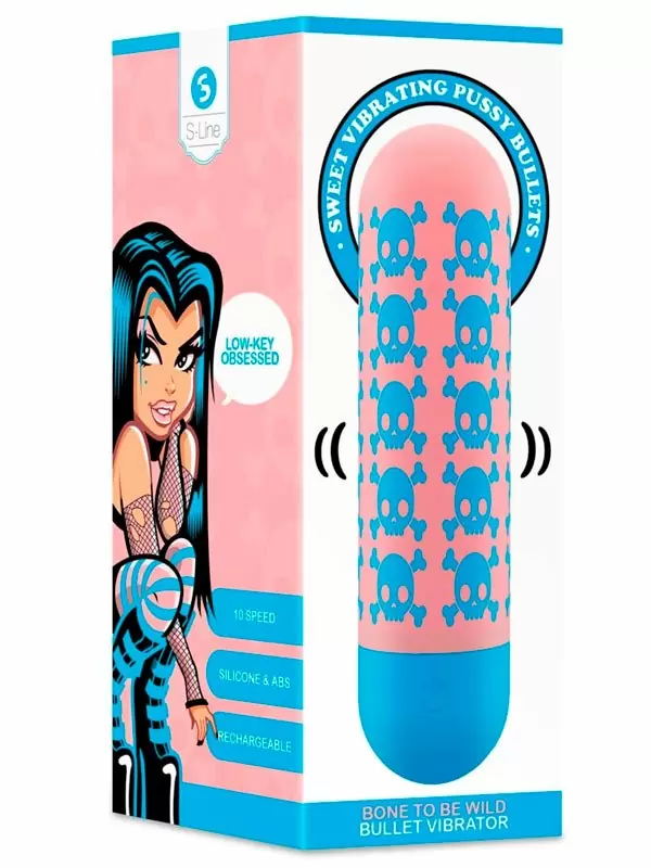Вибропуля Shots Toys Bone to be Wild, 10 скоростей, розовая с голубым