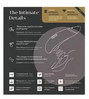 Вакуумный стимулятор клитора Womanizer Womanizer Premium 2. Автопилот, функция умного отключения звука, 14 ур. интенсивности. Черный