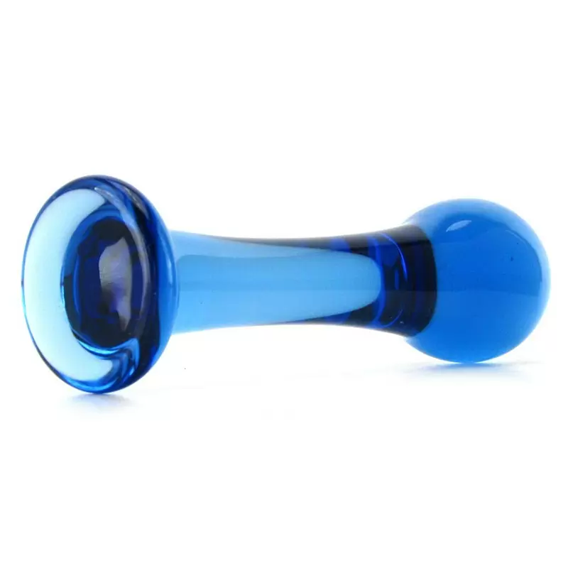 Анальный стимулятор из стекла Crystal Droplets – голубой