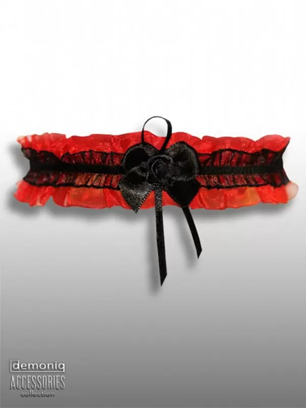 Кружевной комплект с высоким поясом Demoniq Blanka красного цвета – S