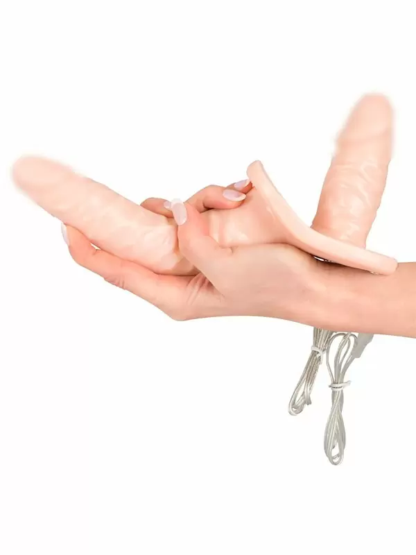 Реалистичный двойной вибрострапон Orion, 17 см и 9 см, силикон, телесный