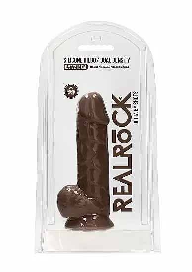 Фаллоимитатор Silicone Dildo With Balls - 21,6 см, шоколадный