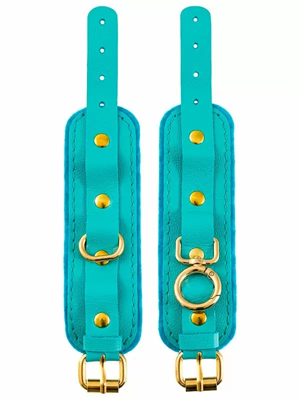 Миниатюрные наручники Pecado BDSM «МИНИ», двуслойные, натуральная кожа, голубые