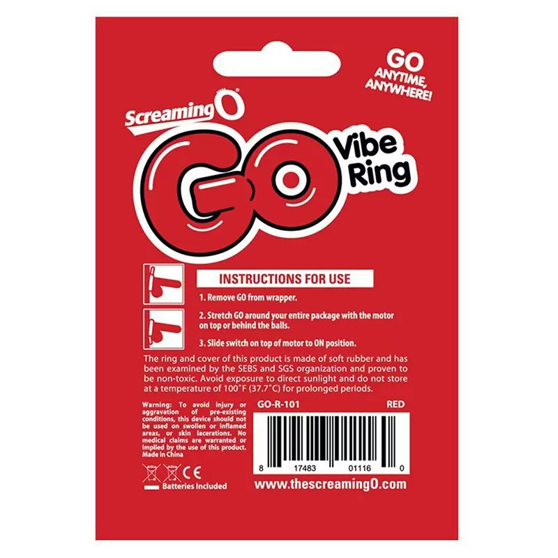 Упругое виброкольцо на пенис Screaming O - Go Vibe Ring одноразовое – синий