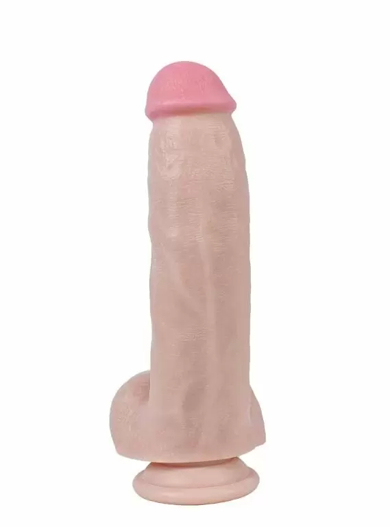 Реалистичный фаллоимитатор REAL с мошонкой на присоске, 21,5 х 4,5 см