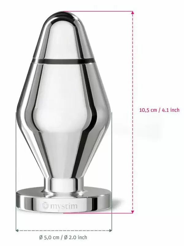 Анальный стимулятор Mystim John L, для подключения к источнику электроимпульсов, 10,5 см, серебристый
