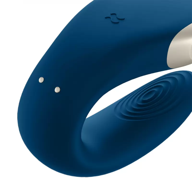 Парный вибратор Satisfyer Double Love с возможностью управления через пульт и приложение (голубой)
