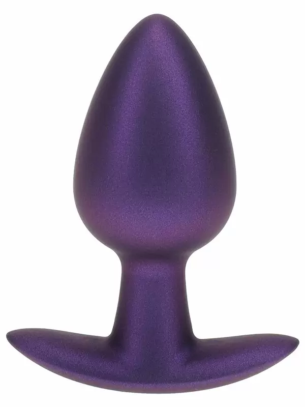 Гладкая анальная пробка Shots toys, 7,9 см, силикон, фиолетовый металлик
