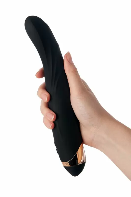 Черный вибратор с функцией ротации Waname D-Splash Tornado, 18,5 см, силикон