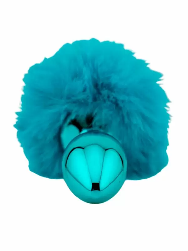 Голубая анальная пробка с голубым заячьим хвостиком, размер S, Kanikule