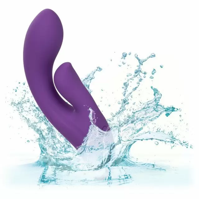 Изогнутый вибратор-кролик Stella Liquid Silicone Dual Pleaser, 17,25 см, силикон, фиолетовый