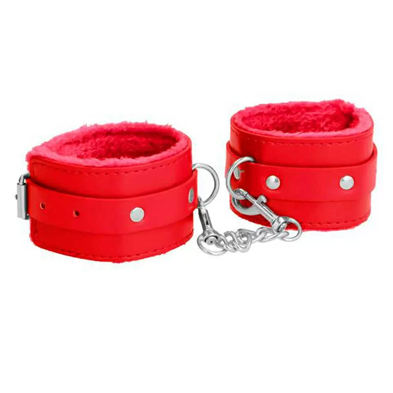 Наручники (оковы, фиксаторы) Plush Leather Hand Cuffs Ouch! красные