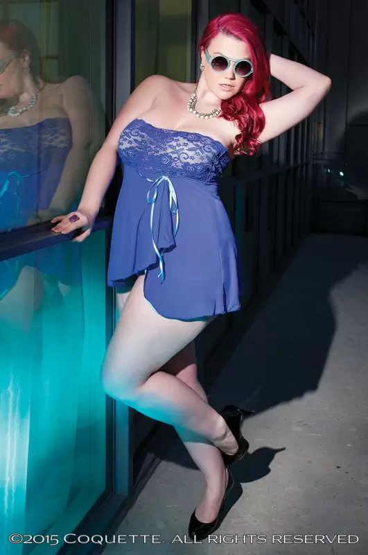 Лазурный двусторонний беби долл Coquette с трусиками – Queen Size