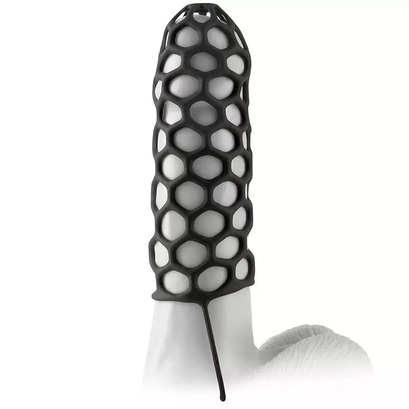 Насадка стимулирующая Silicone Warrior Cock Cage с кольцом на мошонку – черная