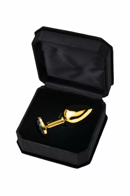 Изящная анальная пробка TOYFA с кристаллом цвета турмалина - золотистый с черным