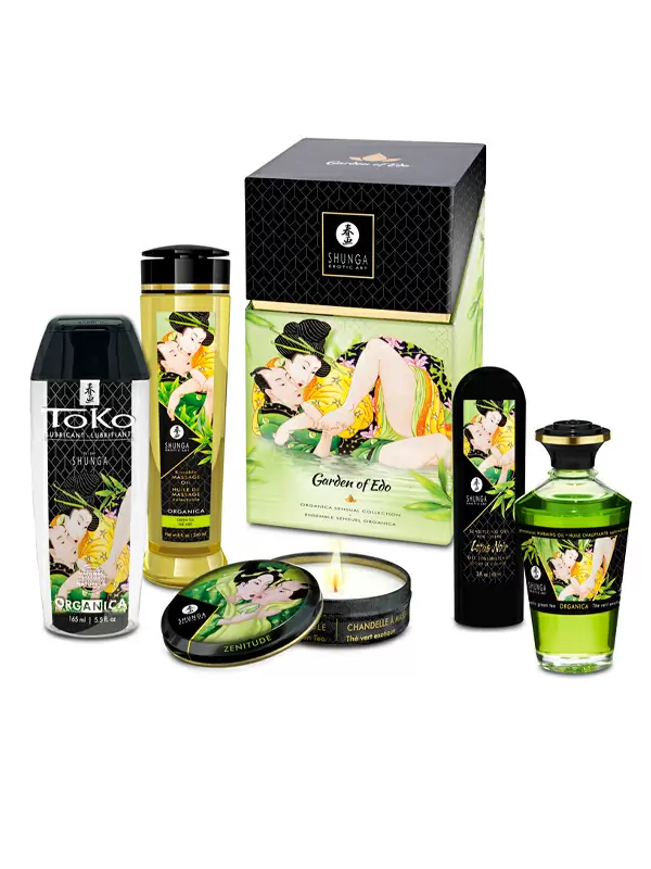 Подарочный набор Сад Эдо, 5 предметов: массажные масла, лубрикант, возбуждающий гель