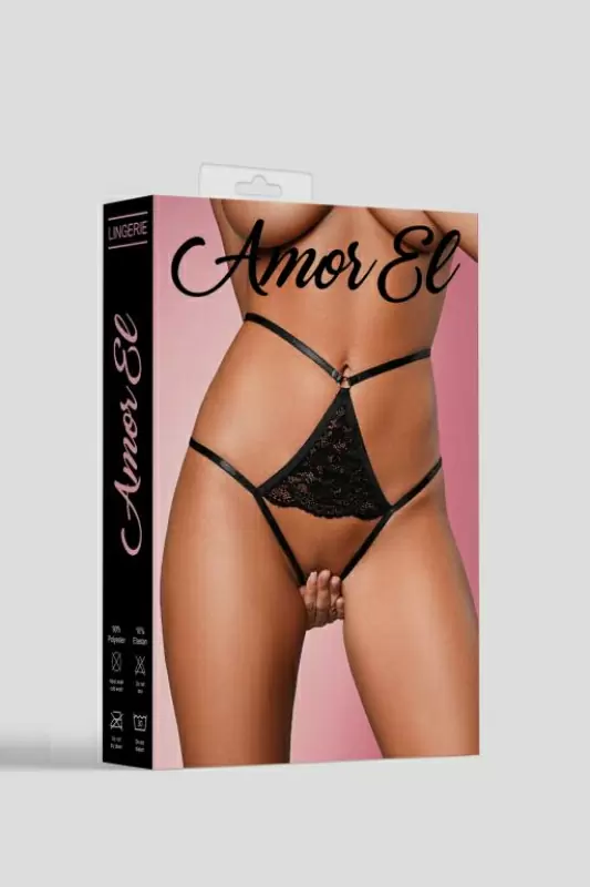 Откровенные трусики с доступом, Amor El, размер M, черные
