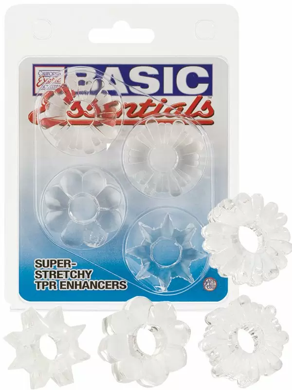 Комплект из 4-х колец Basic Essentials Super Stretchy TPR Enhancers – прозрачный