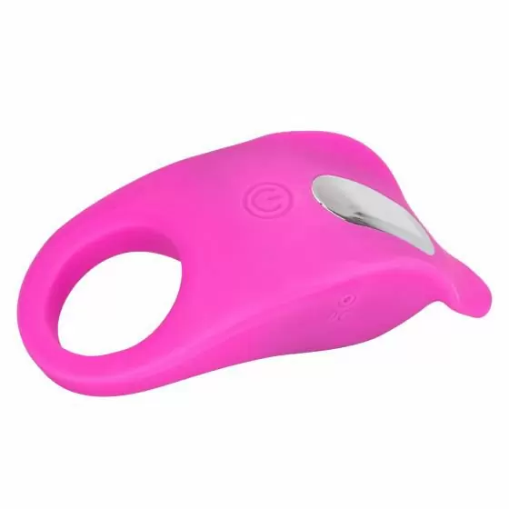 Ребристое эрекционное кольцо Silicone Rechargeable Teasing Enhancer, 9 см, 7 режимов, диаметр 3,75 см, розовый