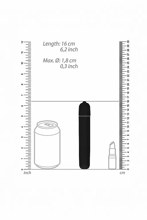 Вибропуля Bullet Vibrator - Extra Long - Black: 10 см, 10 режимов работы, АБС-пластик