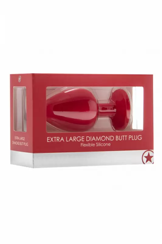 Анальная пробка с кристаллом Extra Large Diamond Butt Plug (Красная)
