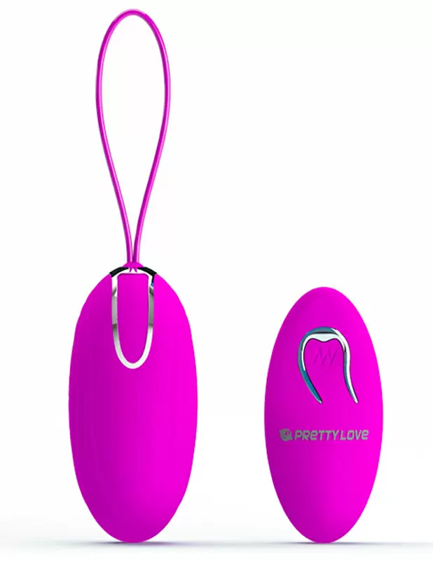 Рельефное виброяйцо PrettyLove Jacqueline, с пультом Д/У, 7,8 см, 12 режимов, фиолетовый