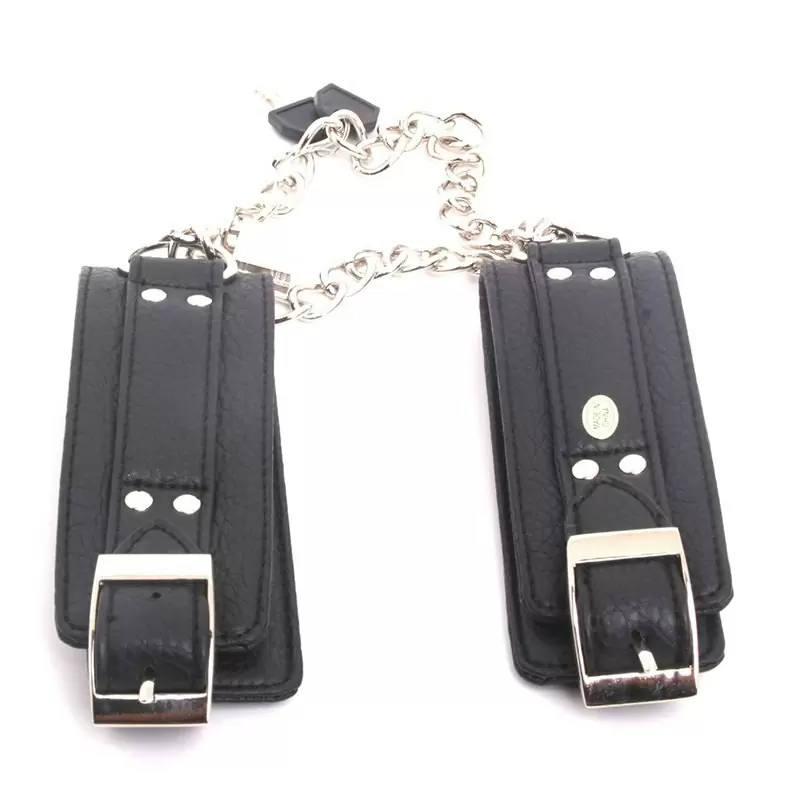 Унисекс поножи с цепями Unisex Leatherette Ankle Cuffs – черный