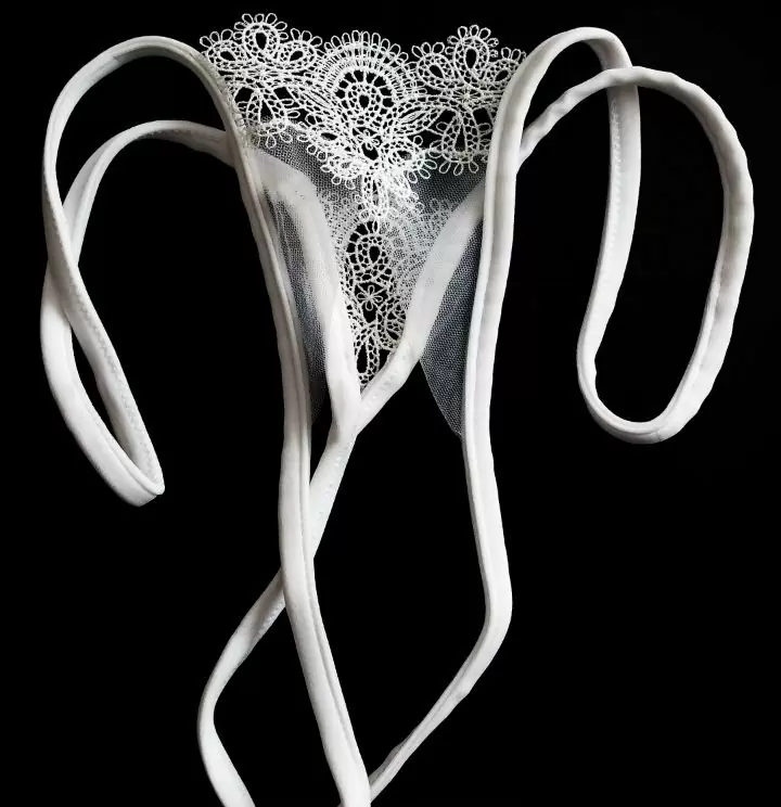 Белые кружевные трусики ручной работы Dolce Piccante Delicati pizzi с доступом - S