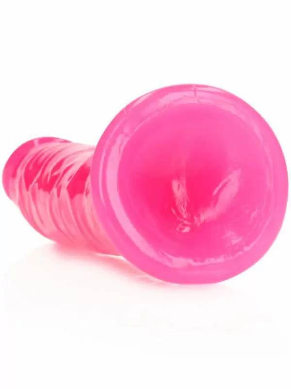 Реалистичный фаллоимитатор Slim Realistic Dildo With Suction Cup, люминисцентный, 22 см, розовый