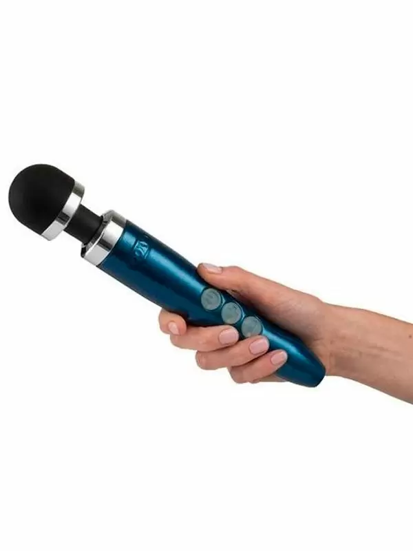 Мощный вибратор Doxy Die Cast 3R, 28 см, силикон, синий