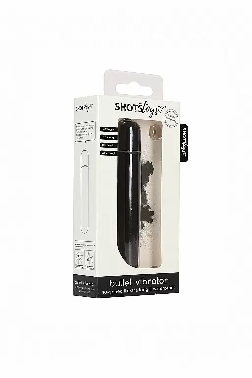 Вибропуля Bullet Vibrator - Extra Long - Black: 10 см, 10 режимов работы, АБС-пластик