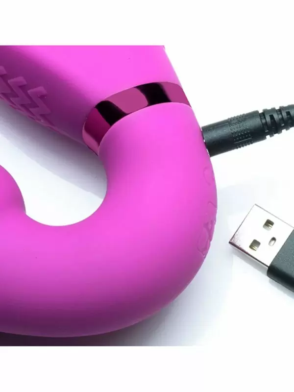 Анатомический страпон Strap U, безремневой, надувной, 24 см, розовый